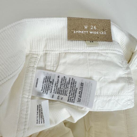 Madewell The Emmett Wide Leg Pant Corduroy Welt Pocket High Rise Ivory US 26 NWT - Picture 9 of 13